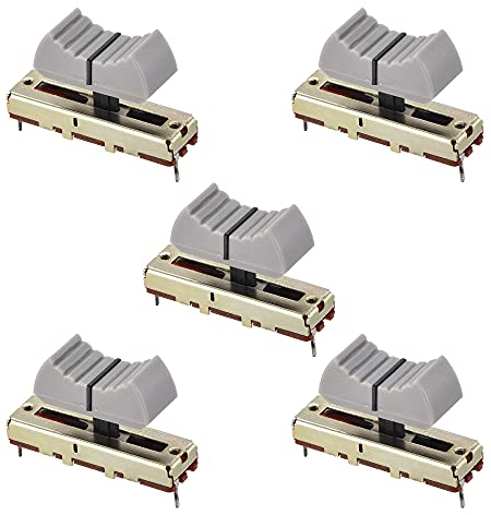 sourcing map 5 Stück Fader Variable Widerstände Mixer 35mm Gerade Rutsche Potentiometer B50K Ohm Grau Schwarz Knöpfe