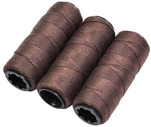 3 Rollen Nähgarn Webfäden für Herstellen von Perücken Handnähen Haarschuss DIY (Braun)