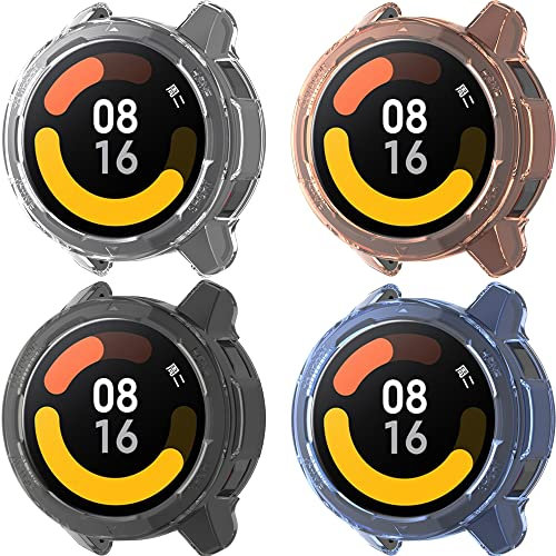 Yikamosi custodie compatibili con Xiaomi Watch S1 active,Antigraffio Anti goccia TPU morbida per Guscio paraurti per Xiaomi Watch S1 active/Xiaomi Watch Color 2,4PC
