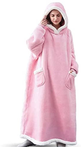 ALIBRAHIM Couverture à Capuche surdimensionnée, Sweat à Capuche Portable, Sweat à Capuche en Polaire Sherpa Confortable Ultra Doux, Pull Gaint Moelleux,Une Taille pour Tout Le Monde-Rose