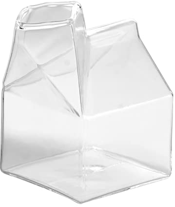 Taza de Cristal de Leche de 250ml, Taza de Cristal de Agua de Leche de Café Transparente con Forma de Casa Bonita Jarra de Espuma de Leche Vertedor Contenedor de Cartón