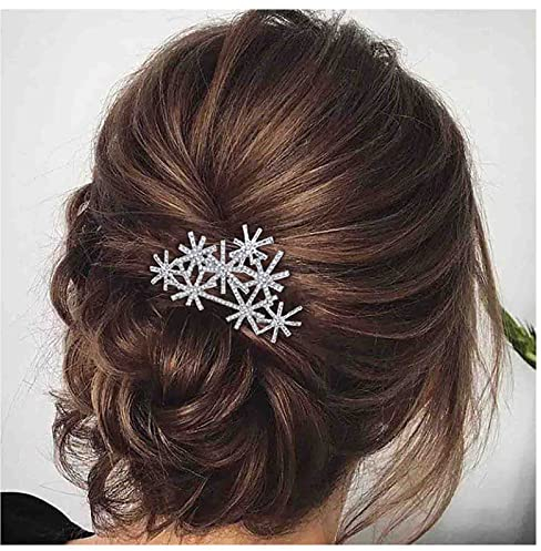 Cimenexe Bohemian Kristall Schneeflocke Haarkamm Cz Schneeflocke Haarteil Silber Strass Kopfschmuck Braut Kopfbedeckung Dekorative Hochzeit Kopfschmuck Haarschmuck Schmuck für Frauen und Mädchen