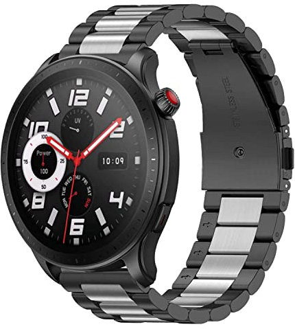 Bracelet Compatible avec Amazfit GTR 4/GTR 3 Pro/GTR 3/GTR 2/GTR 2e/GTR 47mm/Stratos 3, Bracelet en Métal 22mm Bracelets de Remplacement en Acier Inoxydable pour Homme Femme