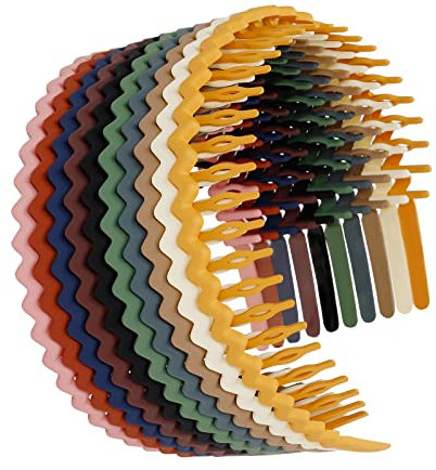 WOVOWOVO Kunststoff-Haarbänder mit Zähnen, 10 Packungen dünne Stirnbänder für Frauen, Mädchen, Teenager, rutschfeste Haarkamm, Stirnbänder, Haarschmuck