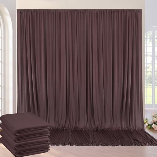 NSSONBEN Faltenfreier brauner Hintergrundvorhang für Hochzeit, Party, 4 Paneele, 152x30 cm, braune Polyester-Vorhänge für Vorhang, Hintergrund, Dekoration, Geburtstag, Baby, Zuhause, 6 mx3 m