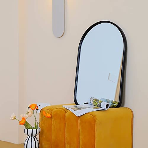 Wall Mount Mirror Waterproof White For Bathroom Mirror Wall Decor Shatter Proof Mirror Unique Shape Framed Modern Decorative Vanity Mirrors Wrought Iron Alloy Frame - White/Black ( Color : Black )