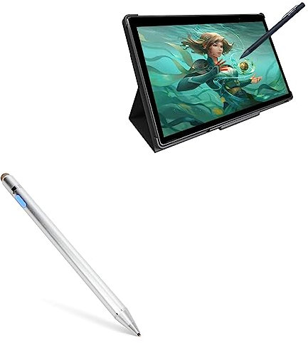 BoxWave Stylus Pen Compatible With Simbans PicassoTab XL (11.6 in) - AccuPoint Active Stylus, Electronic Stylus with Ultra Fine Tip for Simbans PicassoTab XL (11.6 in) - Metallic Silver
