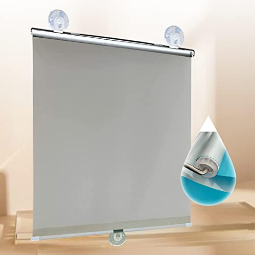 KOOEIN Verdunkelungsvorhang Saugnapf Sonnenschutz Rollo für Fenster TüRen, Verstellbar Fensterrollo Rollo Thermo Gardinen, 85% Uv-Schutz Jalousie, Rollo mit SaugnäPfen,Grey-60x125cm/24x49in