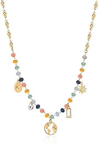 Brosway Collana Donna, Collana in Acciaio e Cristalli/pietre Naturali con Simbolo Mondo | Collezione Chakra - BHKN083