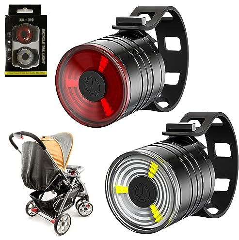 2 Stück Kinderwagen Licht, LED-Kinderwagenleuchten, Wasserdichte Kinderwagenlicht mit 3 Lichteffekte, Buggylicht für alle Kinderwagen, Rucksack Licht Blinklicht Kinderwagen Zubehör(Weiss,Rot)