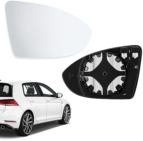 SENZEAL Spiegelglas Rechts Beifahrerseite Beheizbar mit Trägerplatte für VW Golf 7 5G0857522 Außenspiegel Glas Ersatz (Rechts)