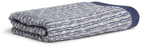 Möve Brooklyn Pinstripe Duschtuch 80 x 150 cm aus 85% Baumwolle / 10% Viskose / 5% Leinen, Nature/deep sea