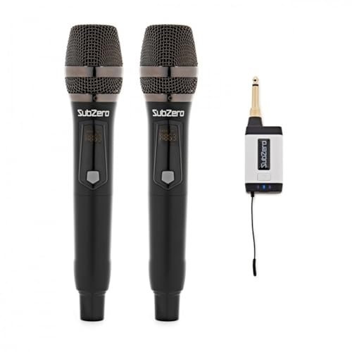 SUBZERO Portable Dual Wireless Microphone System with 2 Channel Receiver
