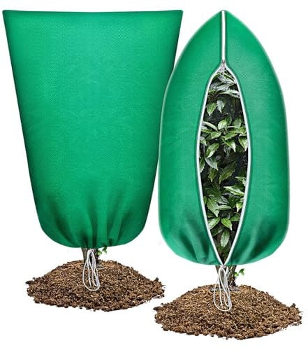 Abimars Garden Fleece Bags for Plants, 2 Pack 0.8 x 1.2m 80gsm Green Horticultural Fleece for Plants, Plant Fleece Frost Protection Jackets, Non-Woven Fabric Plant Fleece Frost Protection Bags