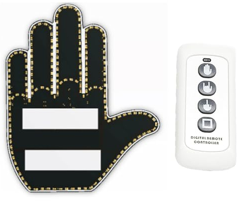 Fulluky Auto Finger Licht mit Fernbedienung, Mittelfinger Auto Licht mit 3 Gesten, lustige Auto Geste Lichter, Auto LED Zeichen Hand Straße Wut Zeichen für Männer Frauen (Männer)