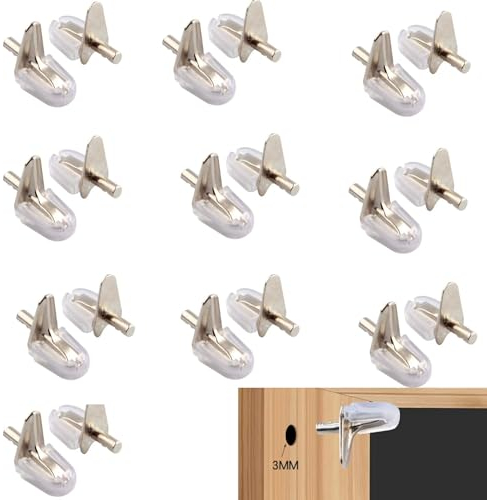 Cheville de Support Étagère,20 pièces Goupilles d'Étagère,3mm Taquet Étagère Support,Taquets pour Étagères,Chevilles de Support d'Étagère Métal,pour Armoire Rangement Mural Placard Tablettes