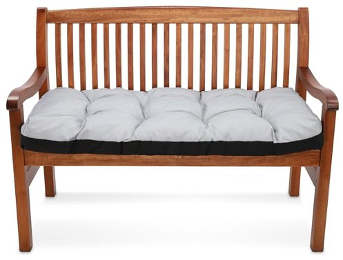 Amazinggirl Bankauflage Sitzkissen Outdoor Hollywoodschaukel Kissen 180 x 50 cm - Sitzpolster Bank Polster für Sitzbank Gartenbank und Paletten Bankkissen Indoor und Outdoorkissen Hellgrau