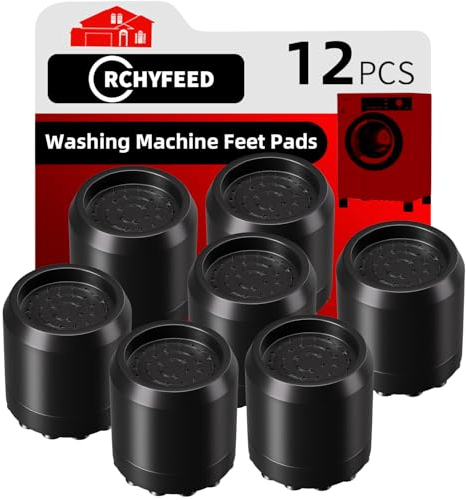 RCHYFEED 12 Pcs Washing Machine Feet Pads,Slip Noise Cancelling Anti Vibration Mat,Washing Machine Stabilizer for Washing Machines and Dryers (Black)
