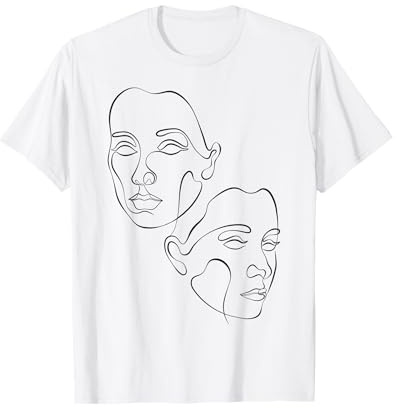 Handgezeichnetes, einzeiliges Kunstgesicht T-Shirt