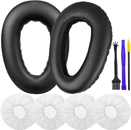 EATBALE Protein Leder Ersatz Ohrpolster für Sennheiser PXC 550, PXC 550-II, MB 660 UC, MB 660 MC, Kopfhörer Ohrpolster, Headset Ohrpolster Ersatzteile mit Geräuschisolierung, Memory-Schaum (schwarz)