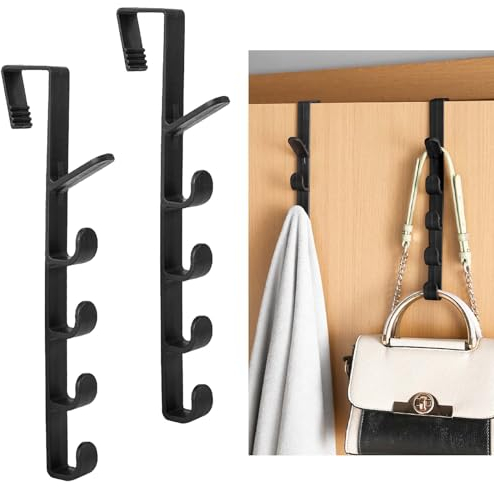 2 Stück Türhaken zum Einhängen, Türgarderobe zum Einhängen, Vertikaler Türgarderobe Kleiderhaken, Türhänger Ohne BohrenTürhaken für Schlafzimmer hängenden Mantel Handtuch Tasche Hut