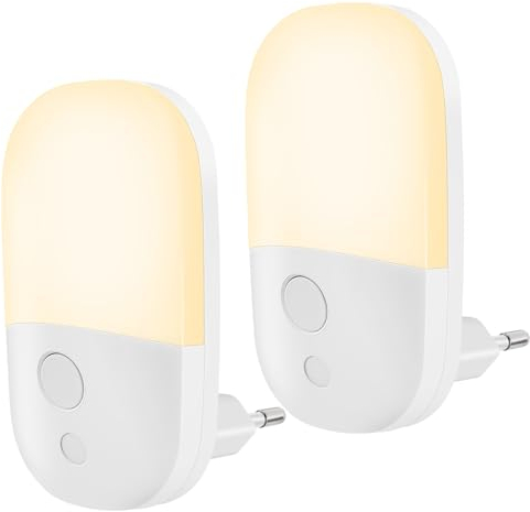 Veilleuse Enfants avec Capteur de Crépuscule, Lot de 2 Veilleuse Prise Electrique avec 3 Niveau Luminosité, Veilleuse Bébé Plug and Play pour Chambre Bébé, Couloir, Escalier, Salon, Blanc Chaud