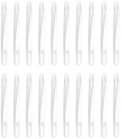 sourcing map Lot de 20 pinces à épiler de précision en plastique 93305 - 121 mm - Antistatique à tête plate - Blanc - Pour la fabrication de bijoux électroniques, les travaux de laboratoire, les