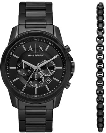 Armani Exchange Watch for Men, Automatic Movement and 46mm Case Size with Stainless Steel, Leather or Silicone Strap