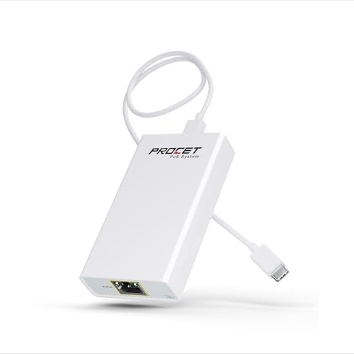 Gigabit PoE to USB C Converter for Smart Phone/Tablet, USB-C to Ethernet Adapter with 60W Charging, Power & Data 2-in-1 RJ45 Port to Type-C Adapter, 10/100/1000Mbps High Speed Plug & Play,IEEE802.3bt