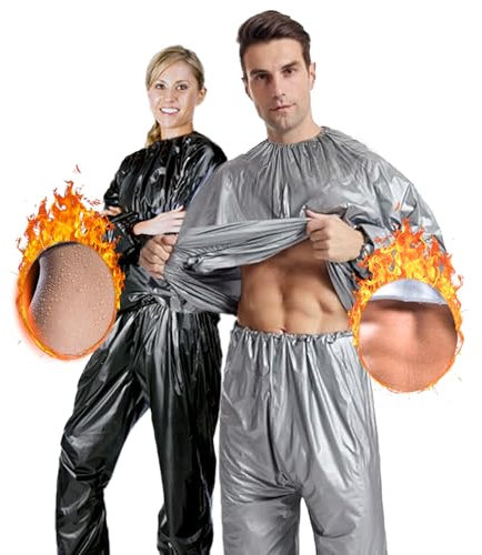 Tuta Da Sauna, Tuta Da Sauna Leggera Unisex Per Uomini E Donne, Tuta Da Sudore Anti Strappo Adatta Per L'Esercizio Fisico E La Perdita Di Peso (Nero, Large)