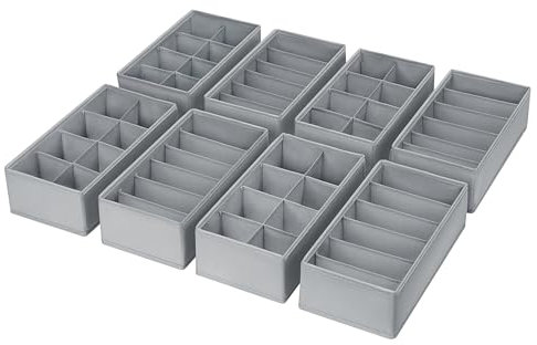 DIMJ Schubladen Organizer Schrank Organizer - 8er Set Pax Organizer, 30 x 15 x 9 cm Ordnungssystem für Kleiderschrank, Kinderkleidung, Socken, Wickelutensilien, Dunkelgrau
