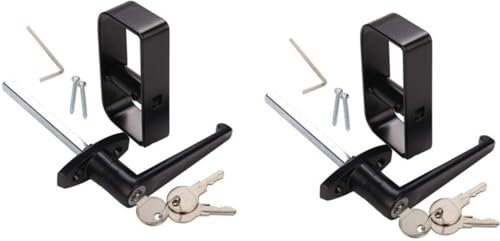 QZATACAEN Schuppentürschloss L-Griff Schloss Kit Gleichschließend Schlüssel und Schrauben, 114 mm Stiel, Scheune, Spielhaus & Hühnerstall, Türschloss, 2 Kits
