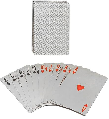 RNXSIB Goldfolie Silber Quadratische Spielkarten, Wasserfeste Spielkarten, Spielkarten, Kartenspiele, Magische Karten, für Familienspiele, Partyspiele