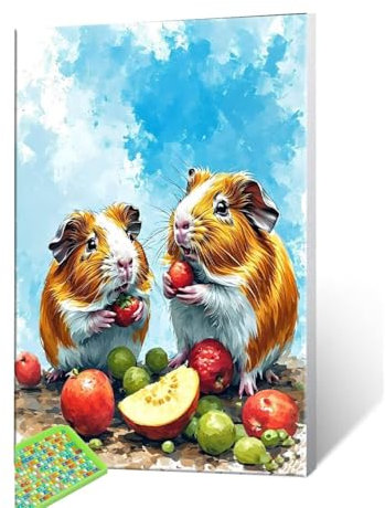 5D Diamond Painting Erwachsene Kits, DIY Meerschweinchen Diamond Painting Bilder, Mosaikherstellung Malen Nach Zahlen Full Drill Stickerei Malerei Kits für Home Wand Dekorieren 100x130cm S-575