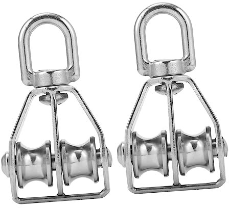 Gatuida 2stücke Teiliges Edelstahl Flaschenzug Doppel-umlenkrollen Rostfreie Drehbare Schwerlast Seilrolle Für Indoor Outdoor Belastbar Wasserfest Korrosionsbeständig Rigging Zubehör