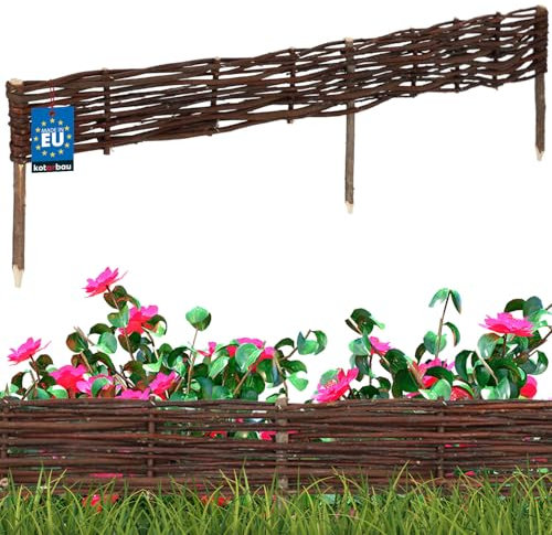 KOTARBAU® Beetbegrenzung Weidenzaun 120 x 10 cm Zaun Beeteinfassung Beet Beetumrandung Steckzaun Rasenkante Weide Beeteinfassung Gartenzaun Zum Stecken Flexible Weidengeflecht