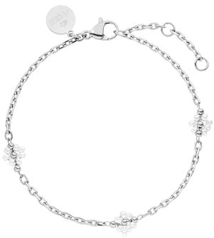 Purelei® Zartes Armband mit Perlen-Blumen – Edelstahl in Gold, Silber & Roségold, verstellbar - Hautverträglich - Bracelet - Frauenarmband (Silver)
