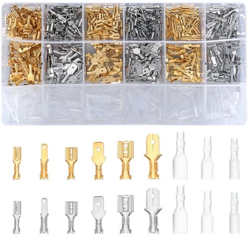 540 Pz Capicorda Elettrici a Crimpare, Capicorda Terminali da Crimpare, 2,8 mm 4,8 mm 6,3 mm Connettori Elettrici Piatti Kit, Terminali Elettrici a Crimpare Maschio Femmina per Auto Cavi Elettrici