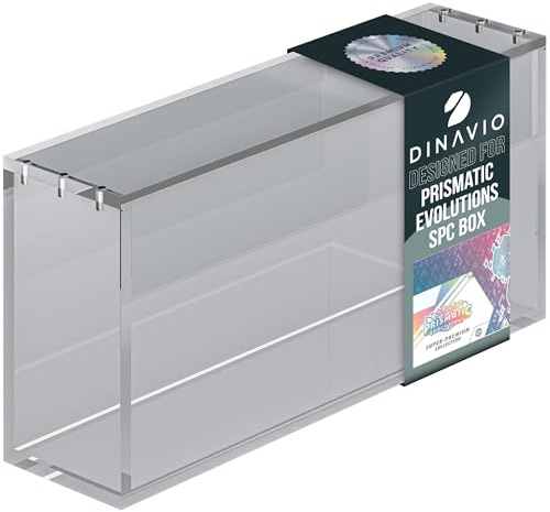 Dinavio Crafthouse Prismatic Evolutions SPC Box Acryl-Vitrine mit Magnetdeckel, 8 + 5 mm dickes Acryl mit 5 x 3 mm Magneten, kompatibel mit Prismatic Evolutions Super-Premium-Sammelbox