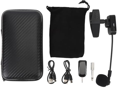 Hiraith Wireless Saxophon -Mikrofonsystem, Aktive Rauschreduktion, 360 ° Rotatierbares Kondensatormikrofon, 40 M Range, Stecker und Spiel für Banddarstellungen, ABS -Material