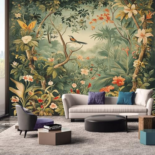 Tropical Wallpaper, Jungle Nature Landscape Wall Mural, Wallpaper for Bedroom Living Room, Home Decor, Photo Wall Paper, 260 x 175 cm W&Z