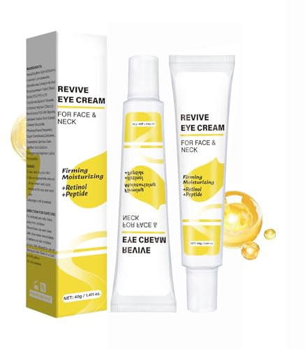 Revive Eye Cream,40g Anti-Falten Augencreme,Glatte Haut,Gegen Dunkle Augenringe und Schwellungen,Fördert die Ausstrahlung,Strafft & Spendet Feuchtigkeit,für Gesicht, Hals & Augen (2PC, One Size)