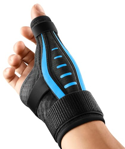 FULDAY Daumenbandage Rechts und Links Hand, Ergonomische Daumensattelgelenk Bandage, Atmungsaktive Daumenschiene, Daumenorthese bei Arthrose, Sehnenscheidenentzündung, Schnappdaumen(L blau)