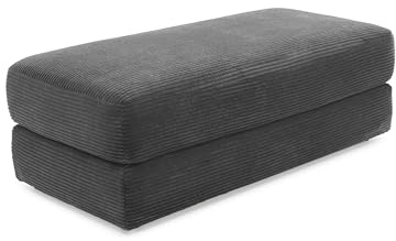luma-Home 15255/ Großer Polsterhocker mit Bonellfederkern, Dunkelgrau | B124/T60/H40 cm, Sitzbank Designerhocker passend zum Big-Sofa, weicher und robuster Trend-Bezug aus Cordstoff