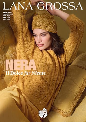 Lana Grossa Nera Ausgabe 2 | Strickmagazin im italienischen Stil | Luxuriöse Strickmode mit Effektgarnen | Zeitlose Designs mit Lurex, Pailletten & Perlen | Elegante DIY-Inspiration