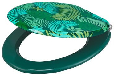 GoodHome Abattant WC Pilica vert bois moulé motif jungle frein de chute