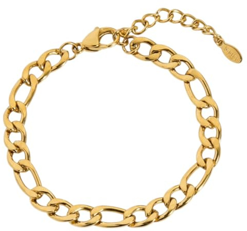 Karma NH11105414 Fußkette Gold 21 cm modern Edelstahl wasserfest hypoallergen Fusskettchen Fußschmuck Urlaub Strand Abendmode Accessoires Damen