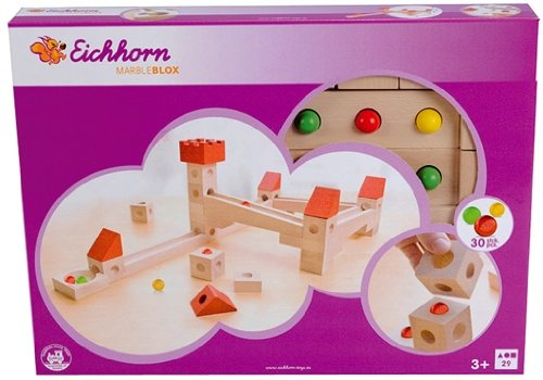 Eichhorn 100001981 - Marbleblox, Holz-Kugelbahn, inklusive Zubehör, 29-TLG.