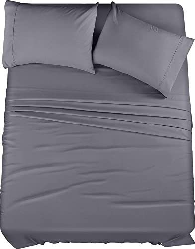 Utopia Bedding Bettwäsche-Set für King-Size-Bett, 4-teilig, gebürstete Mikrofaser, schrumpft und lichtbeständig, pflegeleicht (King-Size-Bett, Grau)