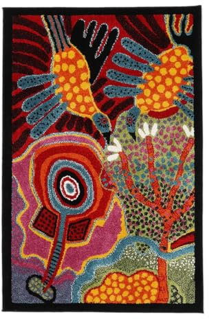 RugVista Twins, Alfombra, Alfombras Modernas, 150 x 100 cm, Rectangular, Pelo Medio, Limpieza en seco, Oeko_Tex_100, Multi/Oscuro Rojo